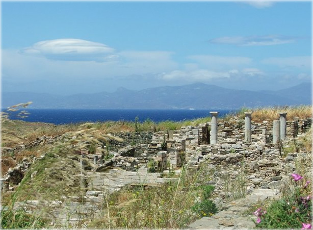 Ruins of Delos, from the late Helenistic era of Greece, as seen in spring 2005. Photo by Eric Francis.