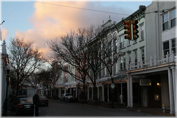 Late winter afternoon in Kingston, NY, looking down Wall Street toward the Chronogram office. Photo by Eric Francis.