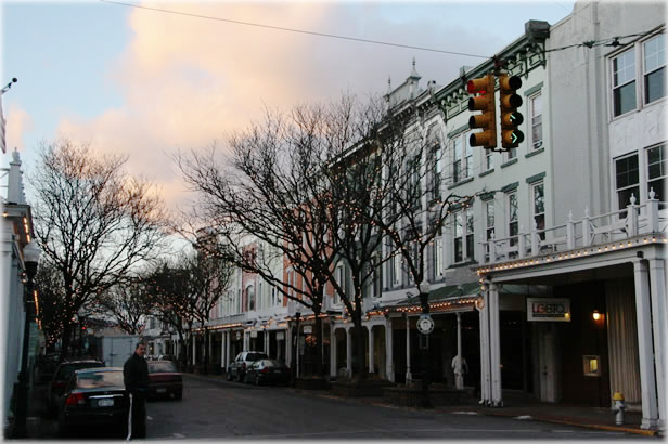 Late winter afternoon in Kingston, NY, looking down Wall Street toward the Chronogram office. Photo by Eric Francis.